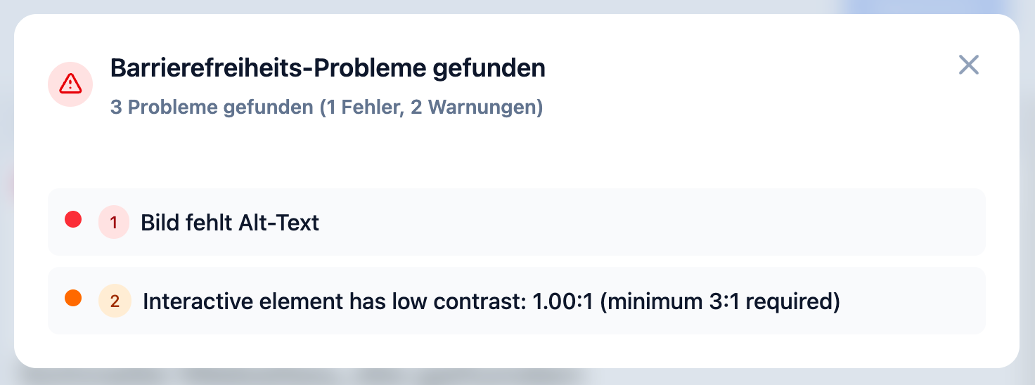 Fehlermeldungen zur Barrierefreiheit im Detail